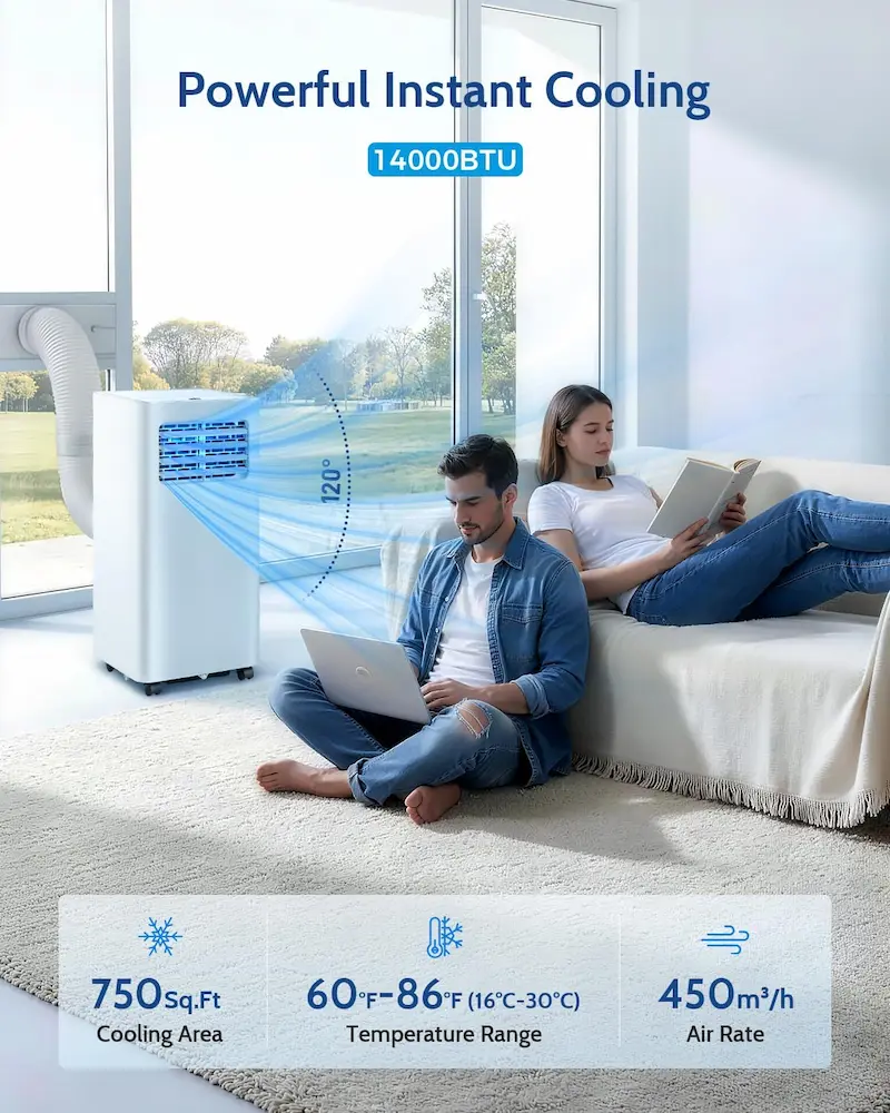 Feelfunn 14000 BTU Portable Air Conditioner Powerful