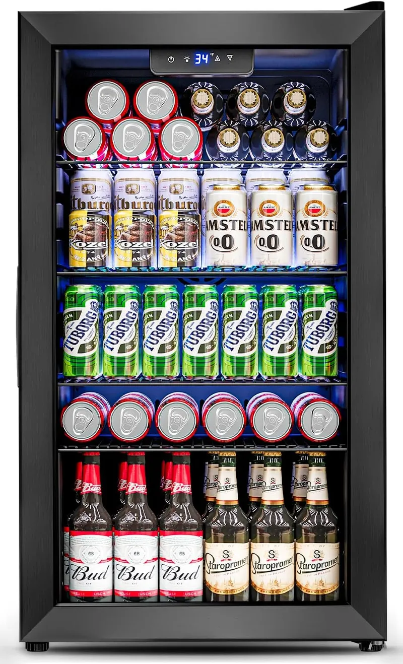 Feelfunn 3.2 Cu.Ft Mini Fridge with Glass Door